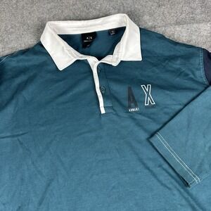 Armani Exchange Rugby‎ Polo Shirt Mens Medium Junebug Green Long Sleeve